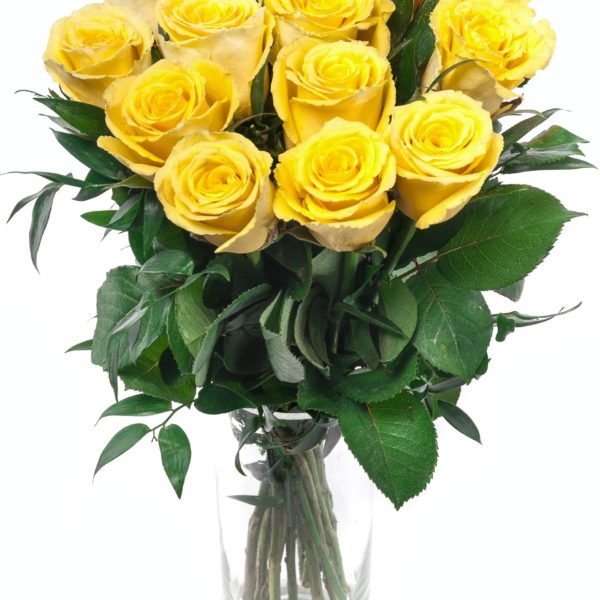 Vase Arrangement With Yellow Roses